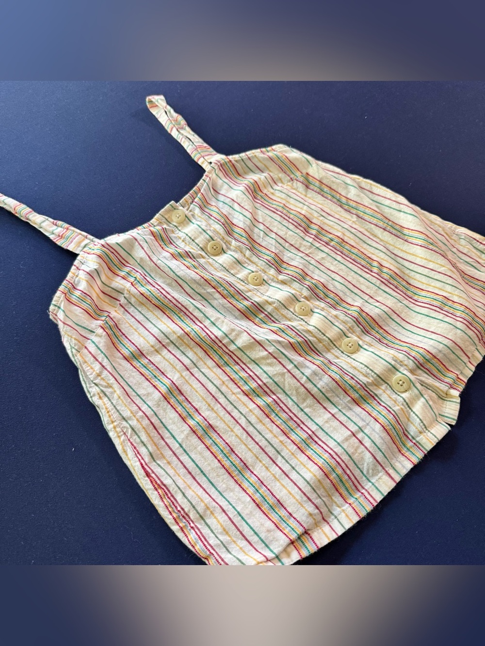 Madewell Button-Front Cami Tank In Textural Rainbow Stripe Sz XS Boho Summer